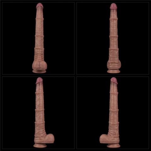 Realistyczne dildo XXL 40,6 cm z przyssawką i giętkim rdzeniem