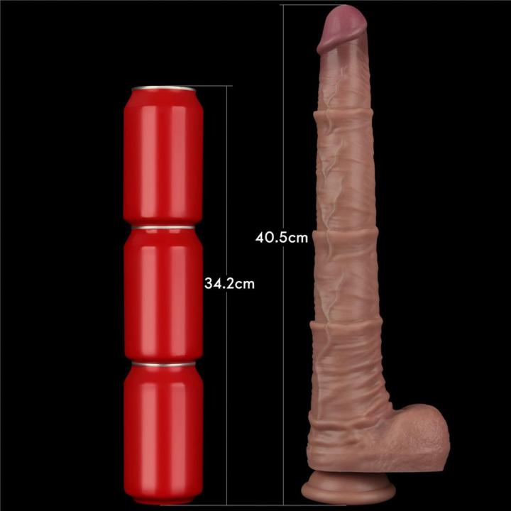 Realistyczne dildo XXL 40,6 cm z przyssawką i giętkim rdzeniem