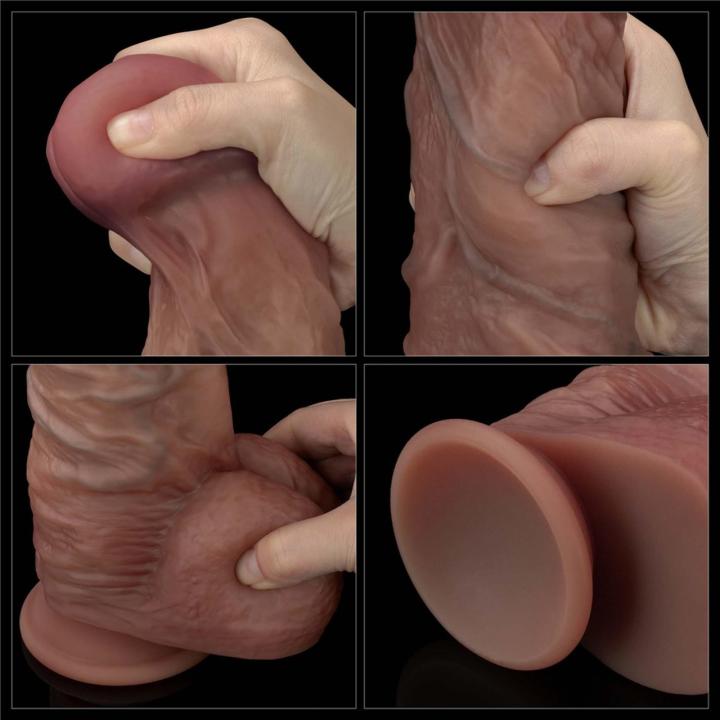Realistyczne dildo XXL 26,7 cm z dwuwarstwowego silikonu z przyssawką