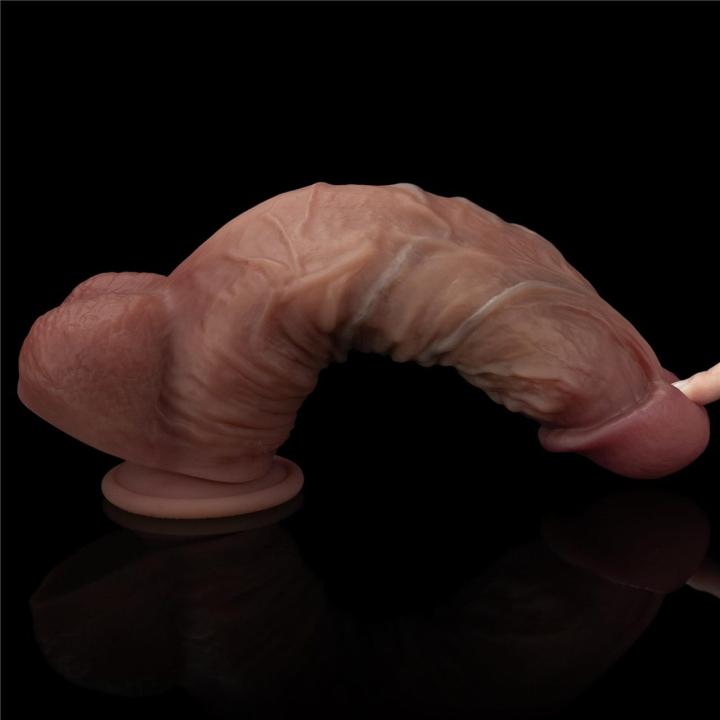 Realistyczne dildo XXL 26,7 cm z dwuwarstwowego silikonu z przyssawką