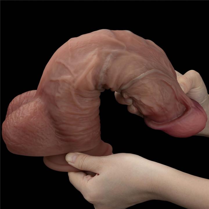 Realistyczne dildo XXL 26,7 cm z dwuwarstwowego silikonu z przyssawką