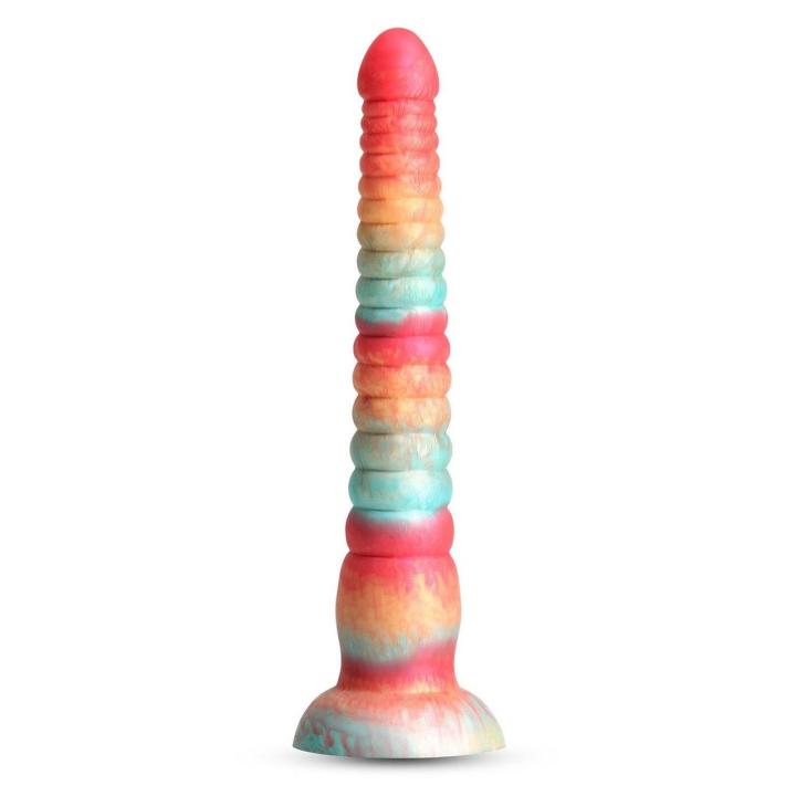 Trójkolorowe dildo silikonowe 23 cm satynowe wykończenie