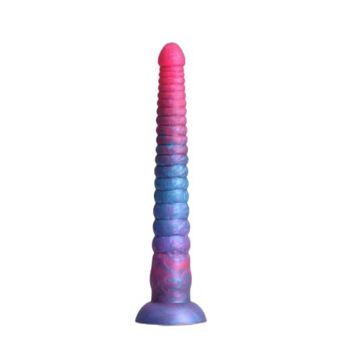 Trójkolorowe dildo silikonowe 30,6 cm – satynowo gładkie