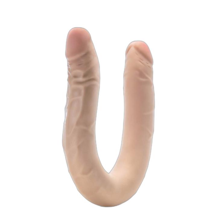 Podwójne dildo 41,9 cm z elastycznym trzonem, beżowe TPE