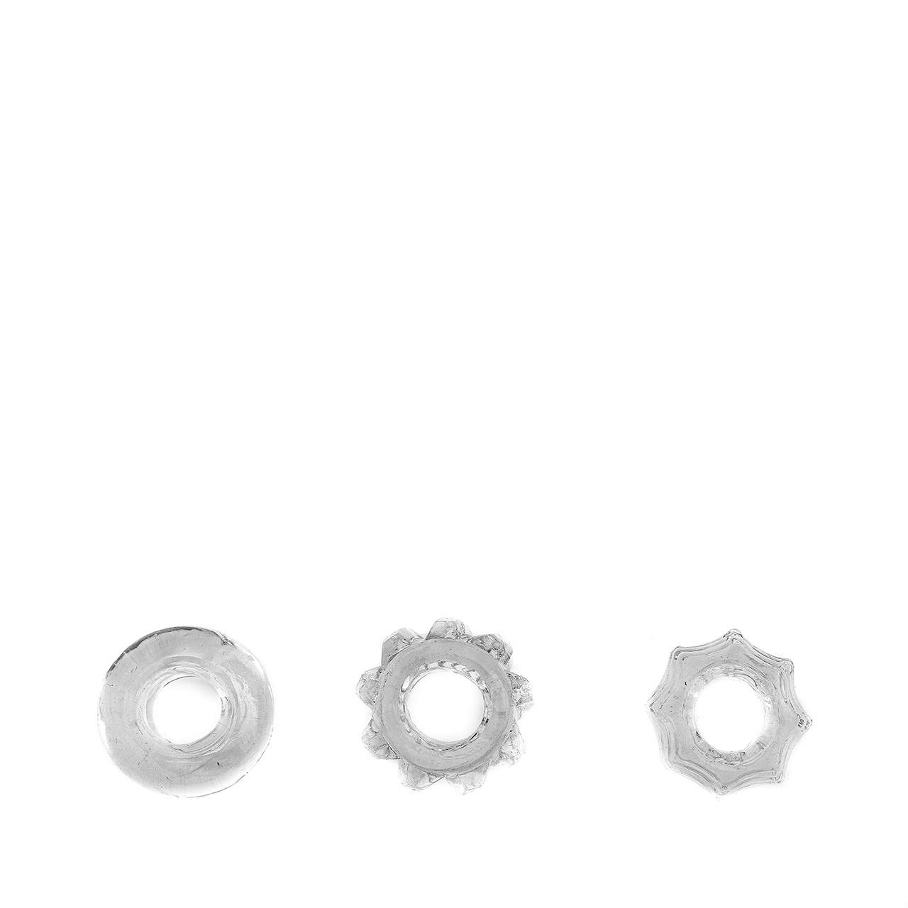 Trzy bezbarwne pierścienie erekcyjne – różne wzory