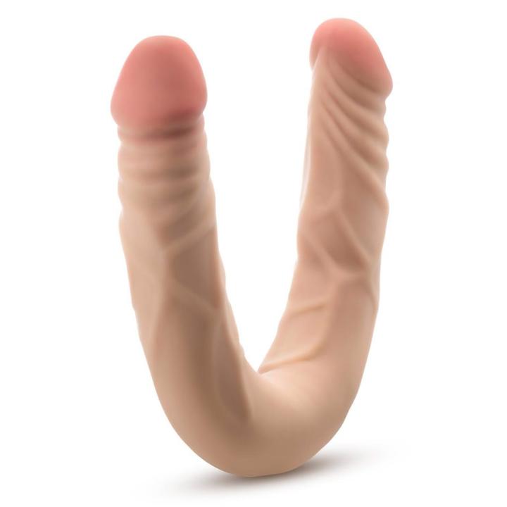 Podwójne dildo beżowe 35,6 cm do wyginania i podwójnej penetracji