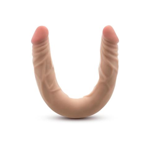 Podwójne dildo beżowe 35,6 cm do wyginania i podwójnej penetracji
