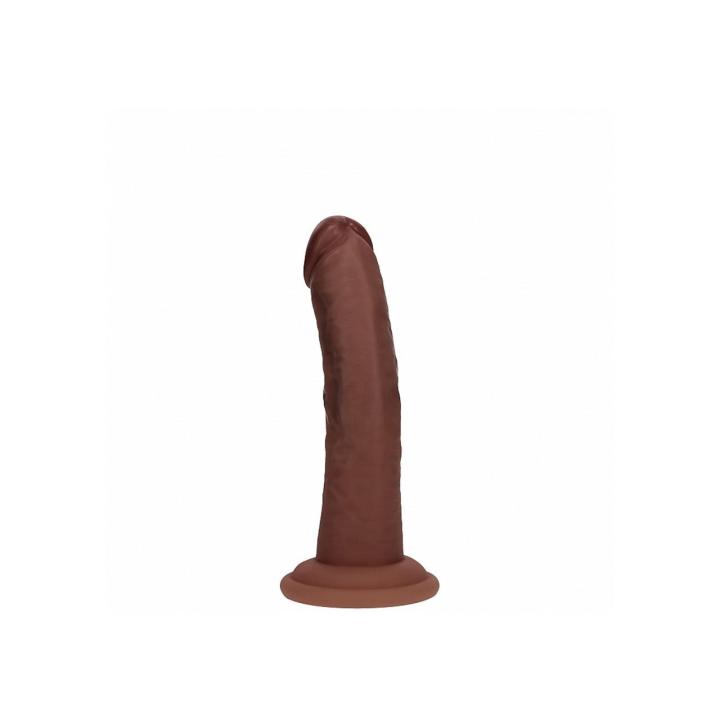 Realistyczne dildo silikonowe dual density z przyssawką 15,5 cm brązowe