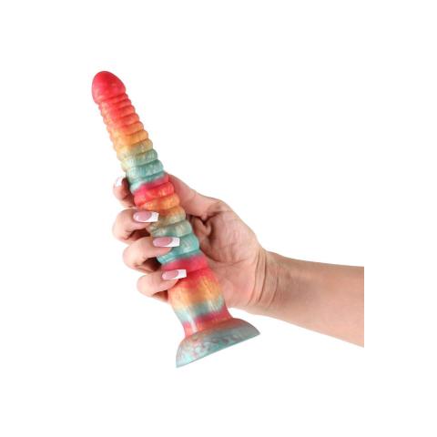 Trójkolorowe dildo silikonowe 23 cm satynowe wykończenie