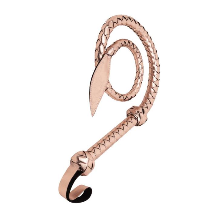 Pleciony pejcz BDSM rose gold – elastyczny bull whip do impact play
