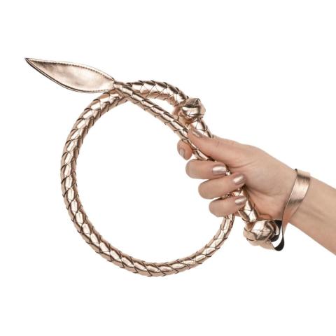 Pleciony pejcz BDSM rose gold – elastyczny bull whip do impact play