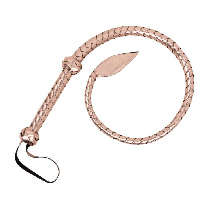 Pleciony pejcz BDSM rose gold – elastyczny bull whip do impact play