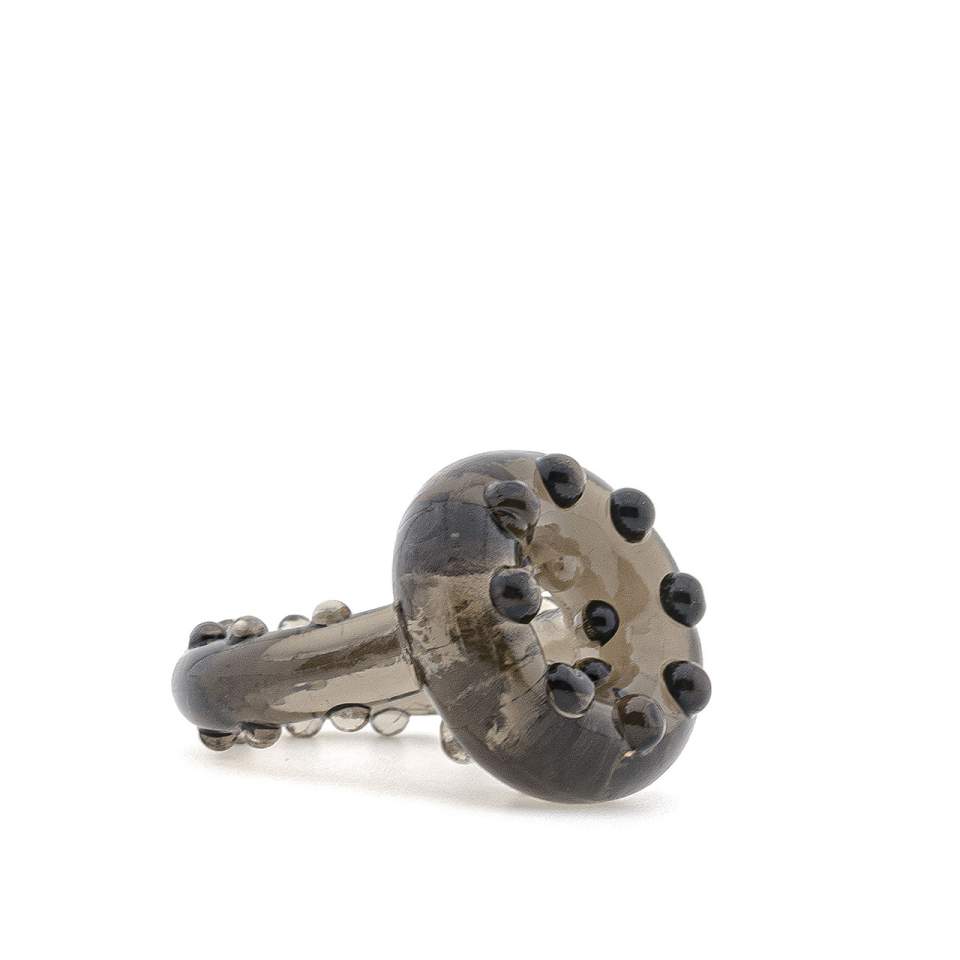 Żelowy czarny pierścień erekcyjny z wypustkami na jądra i penisa