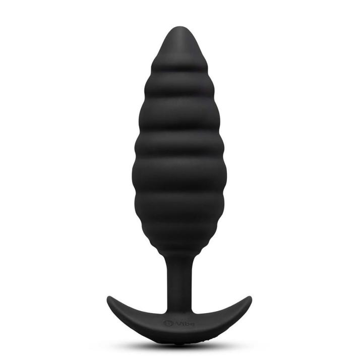 Duży wibrujący plug analny spiralny 15,4 cm czarny | 4,5 cm | IPX7