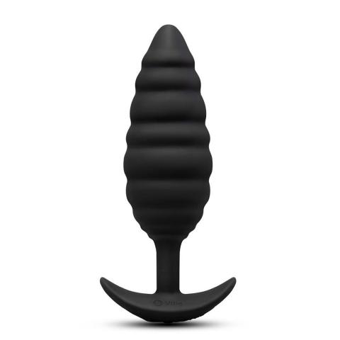 Duży wibrujący plug analny spiralny 15,4 cm czarny | 4,5 cm | IPX7