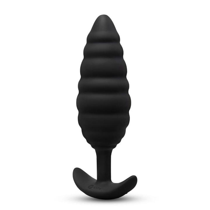 Duży wibrujący plug analny spiralny 15,4 cm czarny | 4,5 cm | IPX7