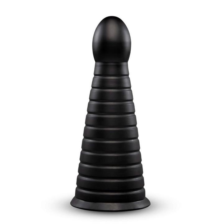 Stożkowe dildo analno-waginalne z prążkami i przyssawką 26,7 cm