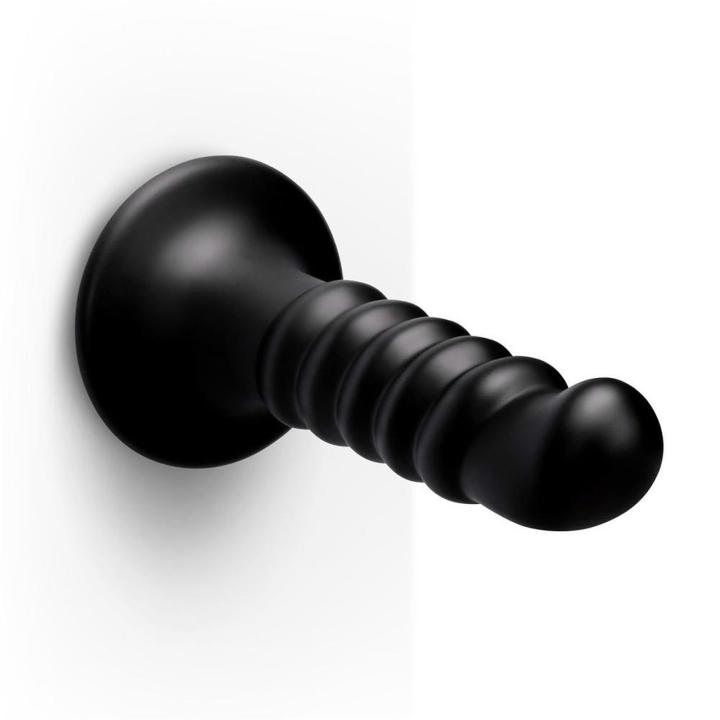Zakrzywione dildo analne z prążkami i przyssawką 24 cm