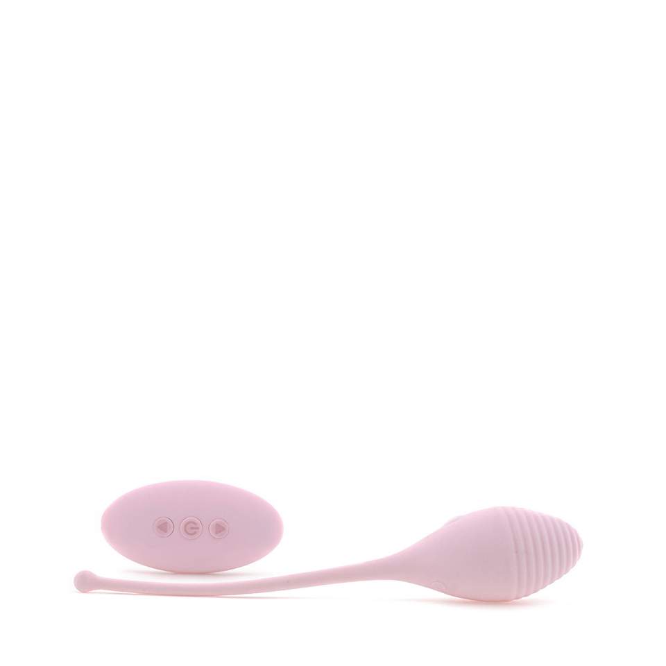 Różowe silikonowe jajko wibrujące z prążkowaniem