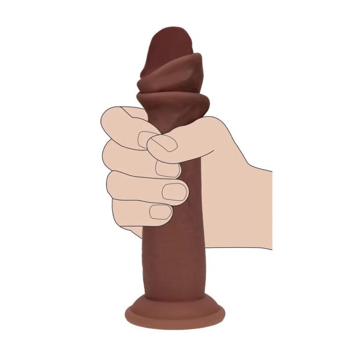Realistyczne dildo dual density 15,5 cm z ruchomą powłoką silikonową