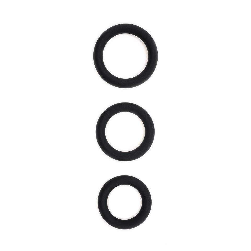 Czarne silikonowe pierścienie erekcyjne – 3 cm, 3,5 cm i 4 cm