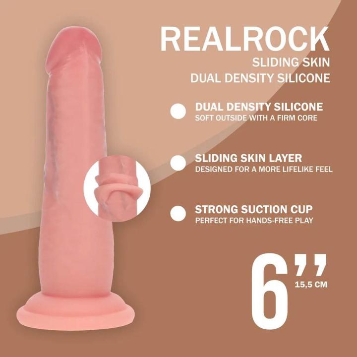 Realistyczne dildo dual density 15,5 cm z ruchomą warstwą silikonu
