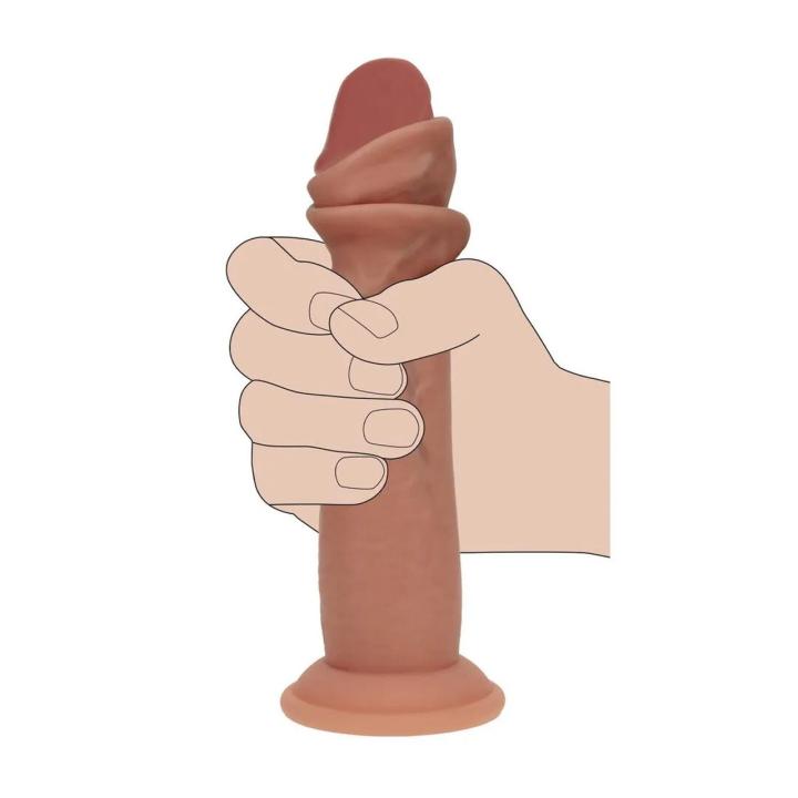 Realistyczne dildo dual density 18,5 cm cieliste z ruchomą powłoką