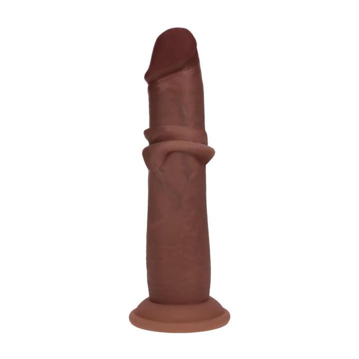 Realistyczne dildo dwuwarstwowe 20,5 cm brązowe – silikon bez ftalanów