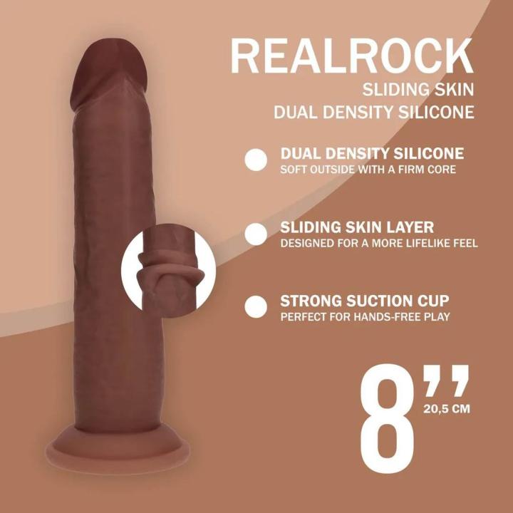 Realistyczne dildo dwuwarstwowe 20,5 cm brązowe – silikon bez ftalanów