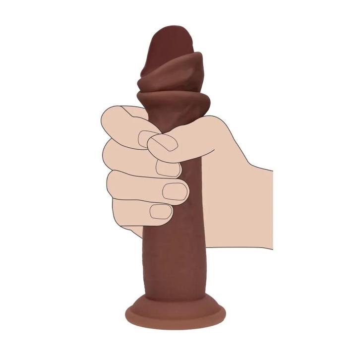 Realistyczne dildo dwuwarstwowe 20,5 cm brązowe – silikon bez ftalanów