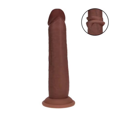 Realistyczne dildo dwuwarstwowe 20,5 cm brązowe – silikon bez ftalanów