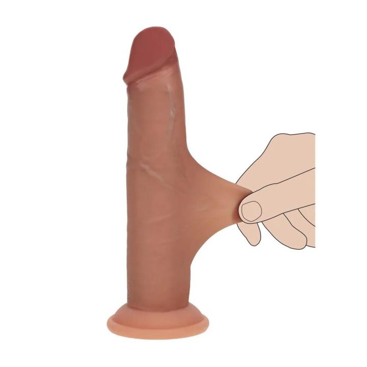 Realistyczne dildo 15,5 cm tan – dual density z ruchomą warstwą silikonu