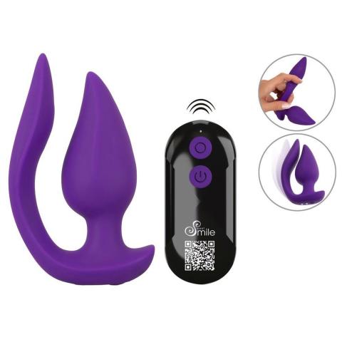 Wibrujący plug analny 2w1 z pilotem i stymulatorem zewnętrznym
