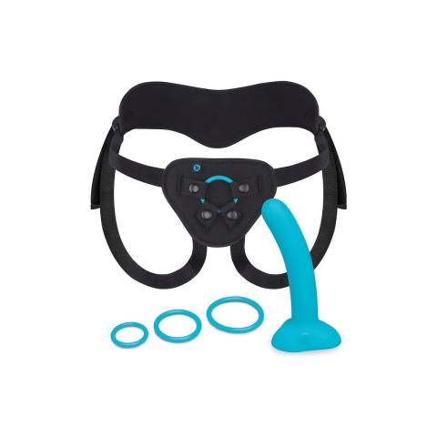 Regulowana uprząż strap-on z dildo 15 cm, przyssawką i 3 O-ringami
