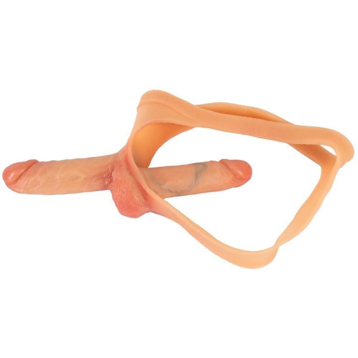 Podwójne dildo ze stringami strap-on bez wibracji z silikonem