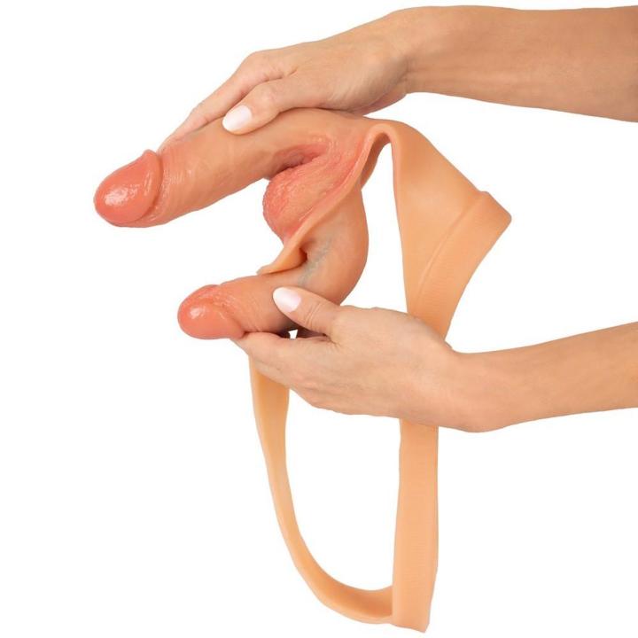 Podwójne dildo ze stringami strap-on bez wibracji z silikonem