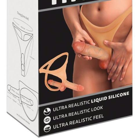 Podwójne dildo ze stringami strap-on bez wibracji z silikonem