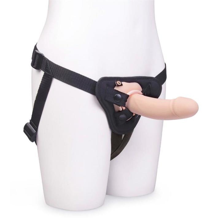 Wibrujący strap-on z realistycznym dildo 16,8 cm i regulowaną uprzężą