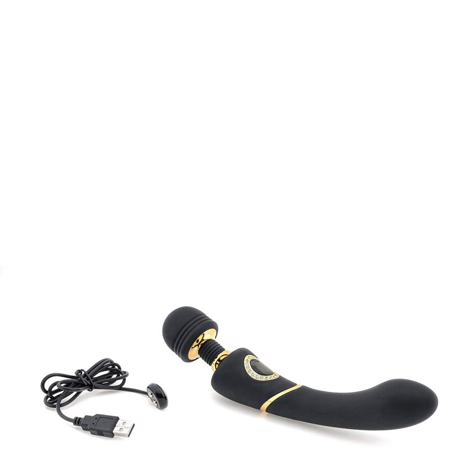 Czarny silikonowy masażer łechtaczki ładowany przez USB - 10 funkcji wibracji