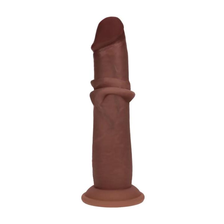 Realistyczne dildo z ruchomą skórką 18,5 cm dual density brązowe