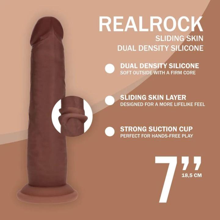 Realistyczne dildo z ruchomą skórką 18,5 cm dual density brązowe