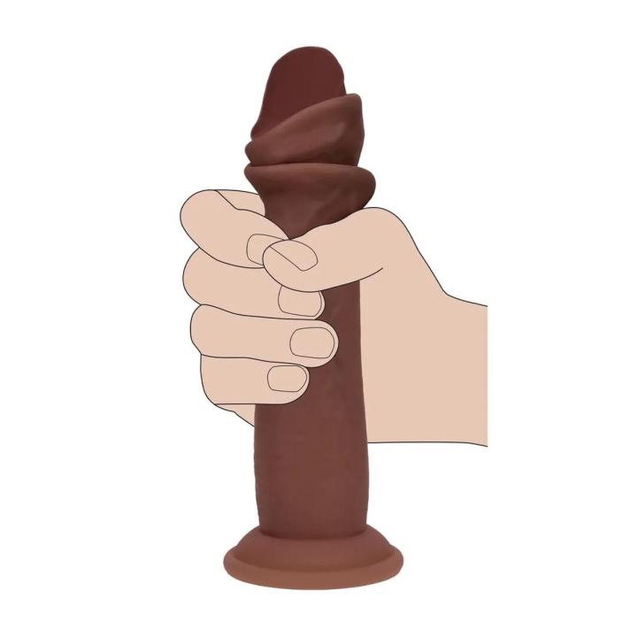 Realistyczne dildo z ruchomą skórką 18,5 cm dual density brązowe