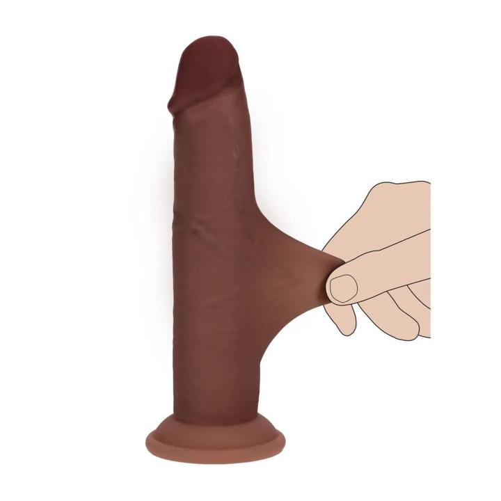 Realistyczne dildo z ruchomą skórką 18,5 cm dual density brązowe