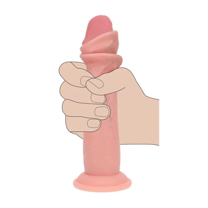 Realistyczne dildo 18,5 cm z ruchomą skórką i dwuwarstwowego silikonu