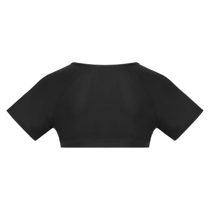 Czarny męski crop top z siateczką i paskiem pod klatką piersiową