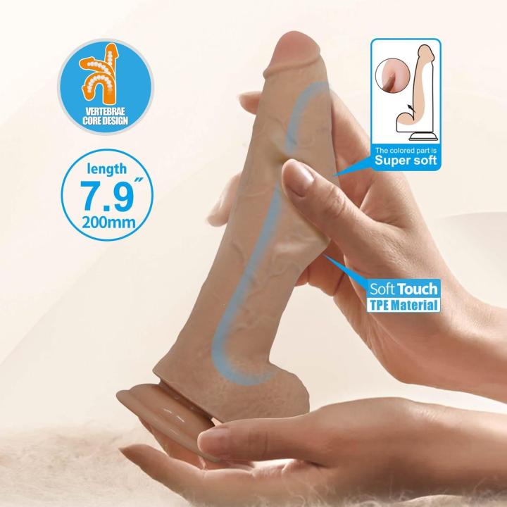 Realistyczne giętkie dildo z przyssawką 23 cm – miękkie TPE
