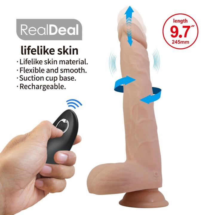 Realistyczne dildo 24,5 cm z posuwem, rotacją, wibracjami i przyssawką
