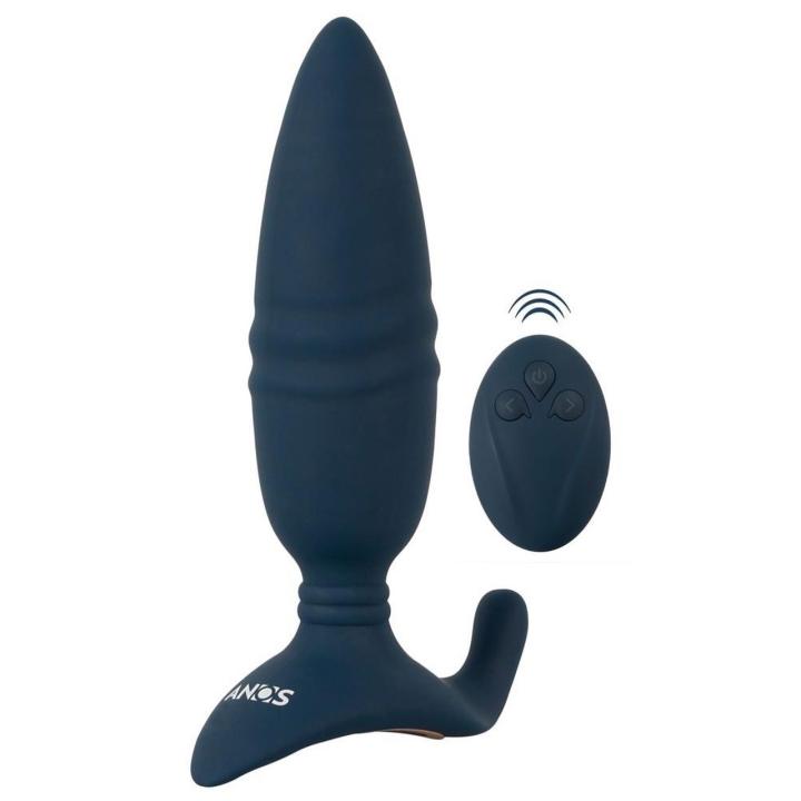 Wibrujący plug analny z ruchem posuwistym i pilotem USB 15 cm