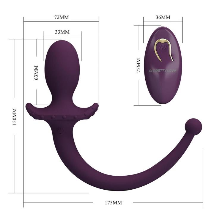Wibrujący plug analny z ogonem i pilotem 12 trybów, silikon, USB