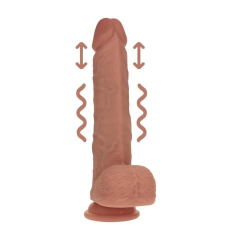 Realistyczne dildo 20,3 cm z ruchem posuwistym i wibracją, silikon dual density
